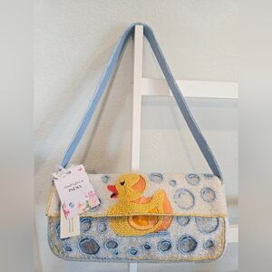 New With Tags- Viral Rubber Ducky Bathtub Bubbles Fully Beaded Shoulder Purse